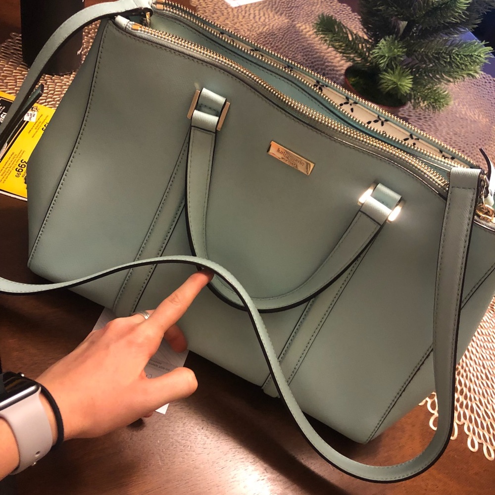 Kate Spade crossbody light blue with gold metal